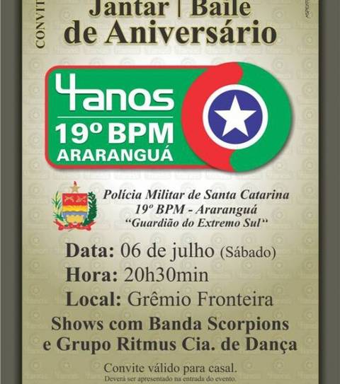 Jantar Baile da Polícia Militar de Araranguá