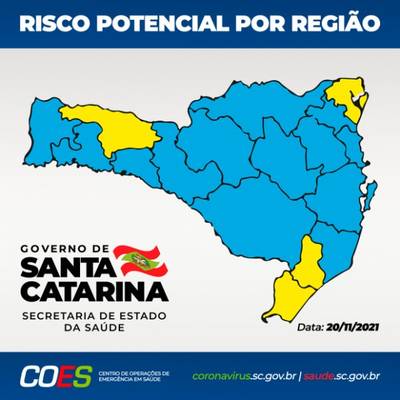 Matriz de risco aponta 13 regiões no nível moderado e quatro no nível alto