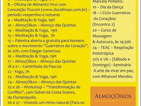 Nossa Agenda: Viva Abril No Oikos
