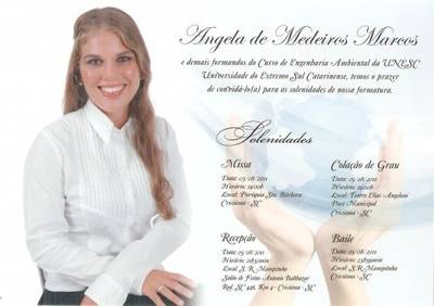 Formatura de Angela de Medeiros Marcos, Engenharia Ambiental da UNESC