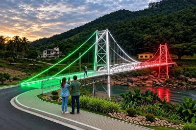 Mini Ponte Hercílio luz feita com 70% da estrutura original será atração no Sul de SC