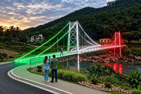 Mini Ponte Hercílio luz feita com 70% da estrutura original será atração no Sul de SC