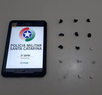 Porções de crack são apreendidas pela PM em Criciúma