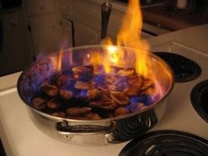 Banana Flambada no conhaque