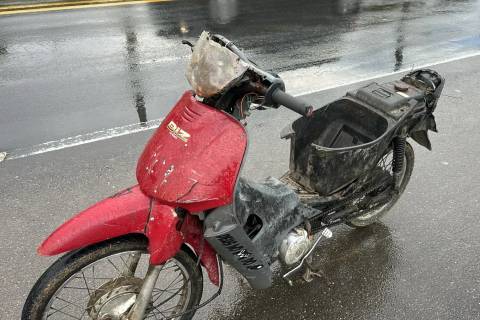 Só na carcaça: PMRv flagra moto em condições precárias transitando na SC-370