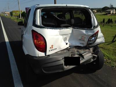 Quatro carros engavetam na SC-445 por causa da fila