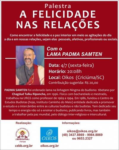 Palestra \"a Felicidade Nas Relações\"
