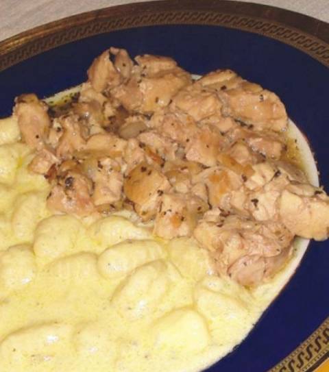Frango na Cerveja com Gratin de Nhoque à  Quatro Queijos