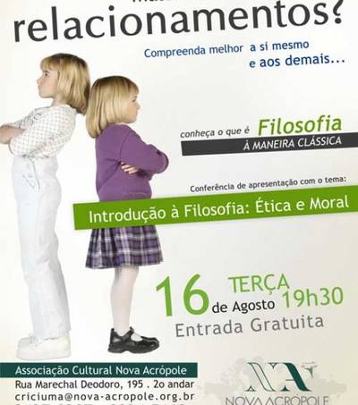 Associação Nova Acrópole promove aula de filosofia ética e moral