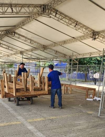 Faltando uma semana para abertura da AgroPonte, montagem das estruturas está em ritmo acelerado