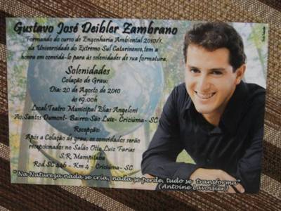 Formatura em Engenharia Ambiental de Gustavo José Deibler Zambrano
