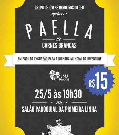 Paella beneficiente do Grupo de Oração Jovem Herdeiros do Céu