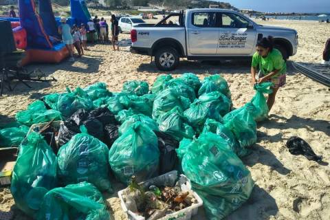 Mutirão de limpeza recolhe duas toneladas de resíduos na Praia do Cardoso