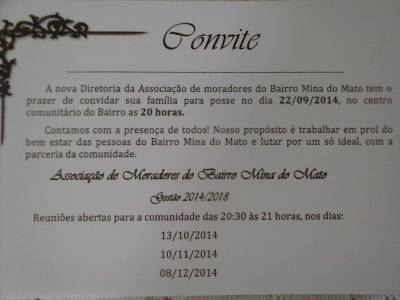 Convite Posse Associação Moradores Mina Do Mato