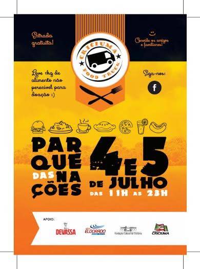 Criciúma sedia evento de food trucks nos dias 4 e 5 de julho