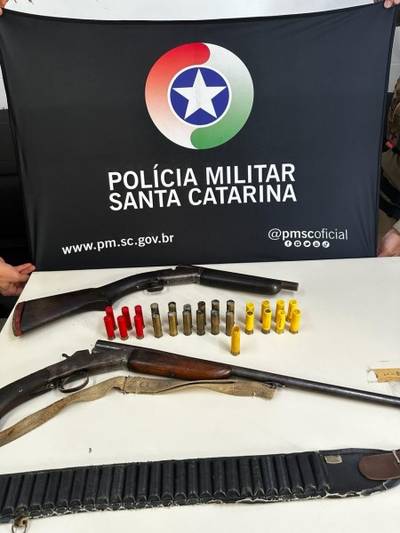 PM apreende duas espingardas após denúncia de ameaça em Nova Veneza