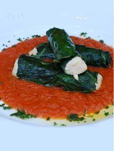 Canelone de Taioba, Recheado com Frango em Couli de Tomates