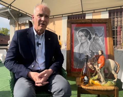 Descendente de Anita e Giuseppe Garibaldi visitam Pedras Grandes