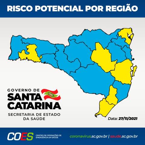 Matriz de risco para a Covid-19 aponta 12 regiões no nível moderado 