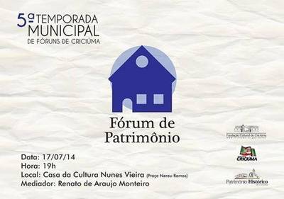 Temporada Municipal de Fóruns de Criciúma começa nesta semana