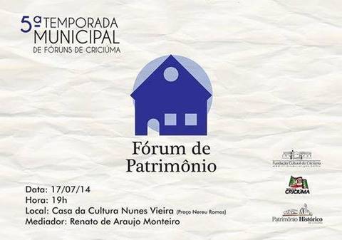 Temporada Municipal de Fóruns de Criciúma começa nesta semana