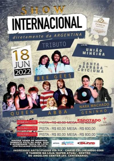 Criciúma recebe tributo Abba, Bee Gees, Queen e Barbarella