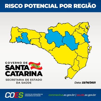 Covid-19: Matriz de risco aponta 13 regiões no nível alto em Santa Catarina