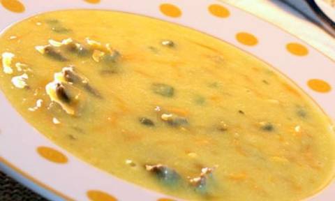 Sopa de Batata Salsa com Carne Seca