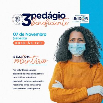 ONG Unidos Contra o Câncer está cadastrando voluntários para pedágio beneficente