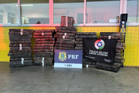 Operação entre PMRv e PRF apreende mais de 720 quilos de maconha em Santa Catarina