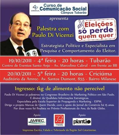Palestra Eleições, em Tubarão