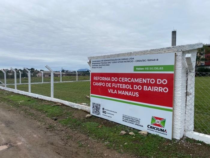Governo de Criciúma inaugura melhorias no campo de futebol do bairro Vila Manaus
