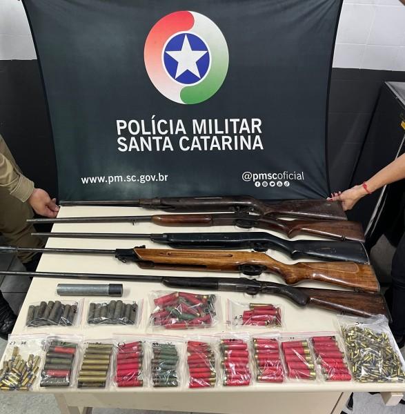 PM apreende armas e munições na área rural de Nova Veneza