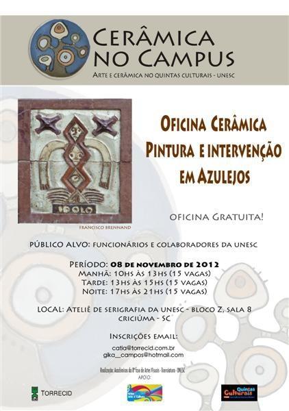 Oficina de Cerâmica será gratuita no Quintas Culturais