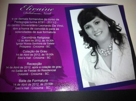 Formatura em Pedagogia de Elivaine Dellabruna Nandi pela UNIASSELVI