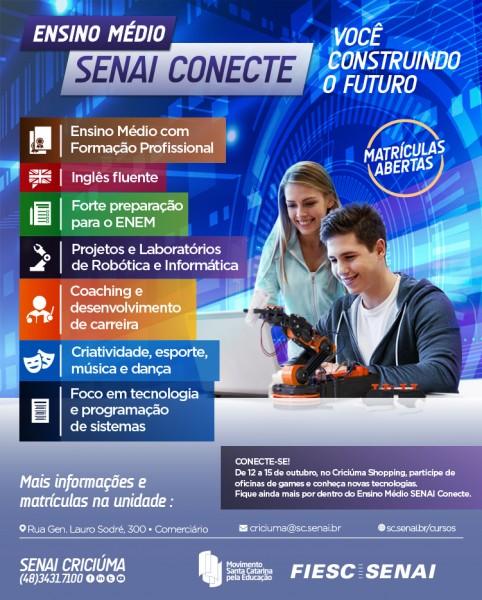 Ensino Médio inovador oferecido pelo Senai em evidência no Criciúma Shopping