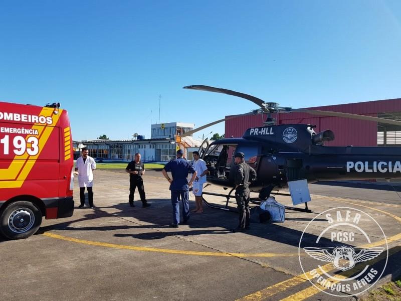 Serviço Aero Policial desloca vítimas de incêndio no fim de semana