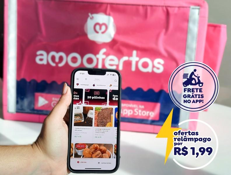 Pede que o app de delivery Amo Ofertas te entrega de graça!