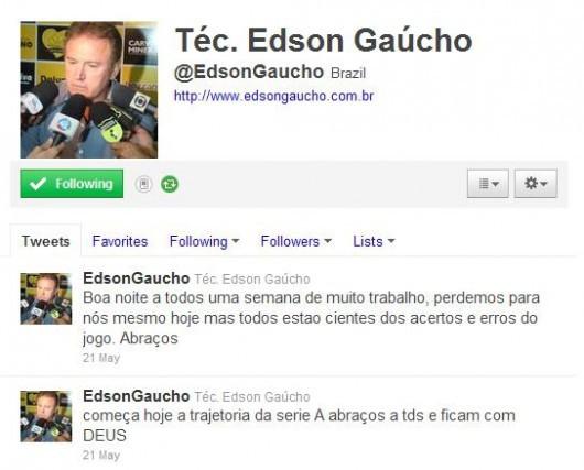 Via twitter, Édson Gaúcho lamenta