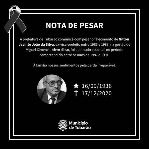 Prefeito decreta luto oficial no município pela morte do ex-vice-prefeito Nilton Jacinto