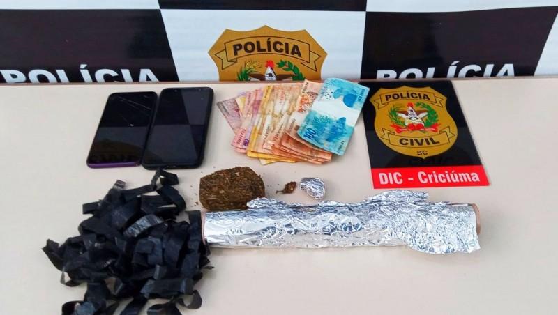 Em operação, Polícia Civil apreende drogas, dinheiro e aparelhos celulares em Criciúma